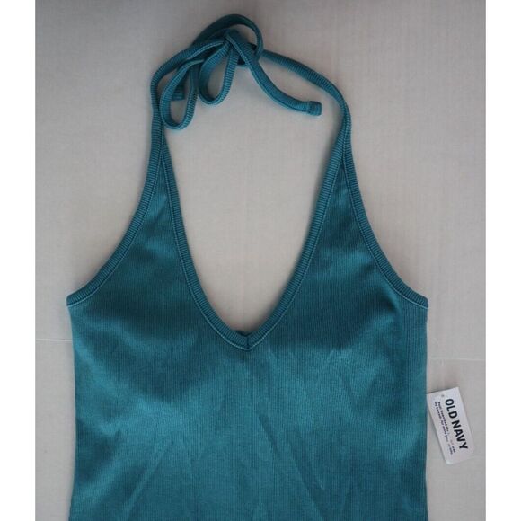 Old Navy 880312-02-1 Women's Sz Small Aqua Blue Ribbed Midi Halter Dress - Picture 5 of 7